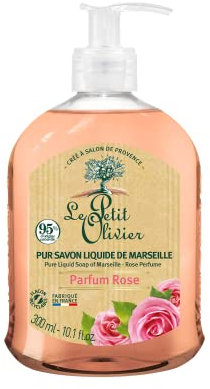 LE PETIT OLIVIER - Pur Savon Liquide De Marseille - Parfum Rose De La Région De Grasse - Nettoie La Peau En Douceur - 95% D'Origine Naturelle - Fabriqué En France - 300 ml