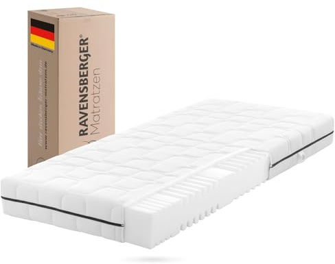 Ravensberger Comfortmatratze Ravo-PUR - Härtegrad H4, hart - 120 x 220 cm, Höhe 19 cm - ergonomische 7-Zonen Matratze mit Funktions-Bezug, allergikerfreundlich