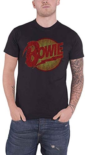David Bowie T Shirt Diamond Dogs Vintage Distressed Logo offiziell Herren Nue