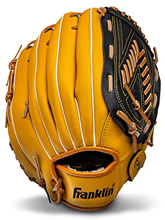 Franklin Sports Unisex Erwachsene 33 cm – Modifiziertes Trapeznetz-Baseball- und Softball-Handschuh, Fieldmaster, Jugendliche, Herren, Hellbraun, Größe 48