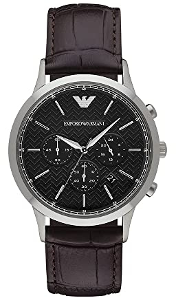 Emporio Armani Herren-Chronograph, Edelstahluhr, 43 mm Gehäusegröße