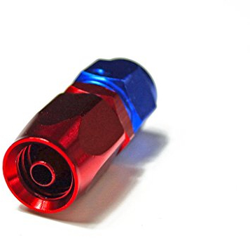 Alu-Fitting AN4, Dash4, D-04, 7/16Zoll 20UNF Schraub Verbinder - Anschluss gerade - eloxiertes Aluminium in rot/blau