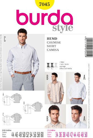 Burda Style Sewing Pattern B7045 Men's Shirt