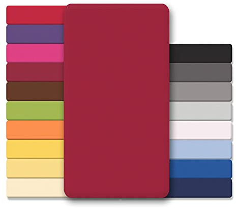 CelinaTex Jersey Spannbettlaken Lucina Doppelpack 90x200-100x200cm Bordeaux rot 100% Baumwolle gekämmt bis 26cm Matratzenhöhe Spannbettbezug, Leintuch, Bettlaken, elastisch, Strech, Oeko-Tex