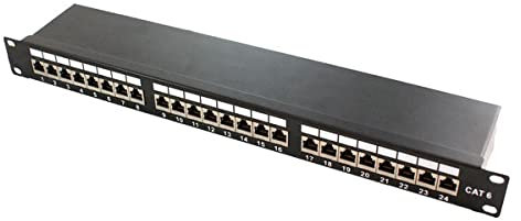 KIMEX Panneau de Brassage Rack 19'', 24 Ports RJ45, Cat.6, Blindé