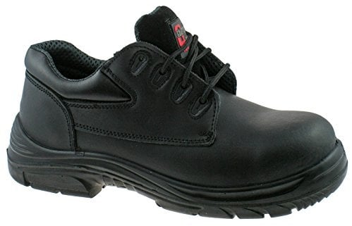 MENS GRAFTERS BLACK LEATHER WIDE FITTING SAFETY WORK SHOES SIZE 6–13 M9504A (UK6/EU40)