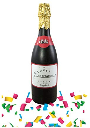 P'TIT Clown re28910 - Bottiglia di champagne lancia coriandoli glitterati, multicolore