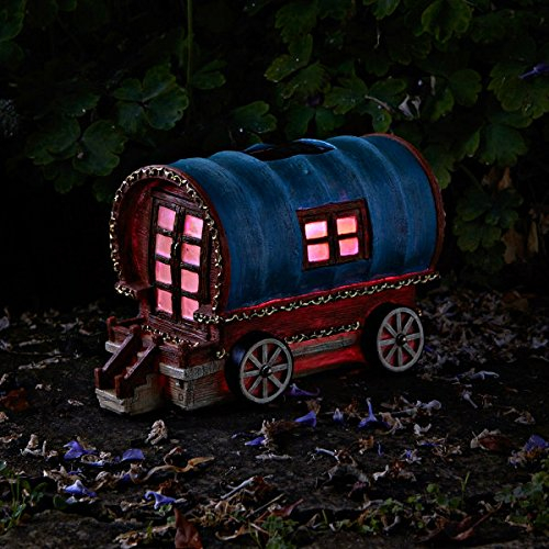 Garten Mile® beleuchtetes Feenhaus für draußen, solarbetrieben, Solarlicht, Pilz, Gartenzwerg, Feengartenbaumhaus mit LED-Licht, bezaubernde Haus- oder Gartenverzierung.
