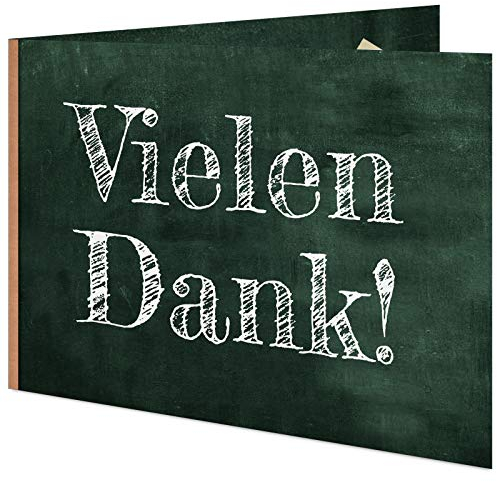 5 Danksagungskarten für die Einschulung mit passenden Umschlägen, Dankeskarten nach der Einschulung im Set zu 5 Stk. Tafel Design