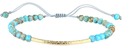 KELITCH Frauen Armband Türkis Achat Perlen Strang Armbänder 925 Gold Überzogene Handgemachte Freundschaft Charme Armreif