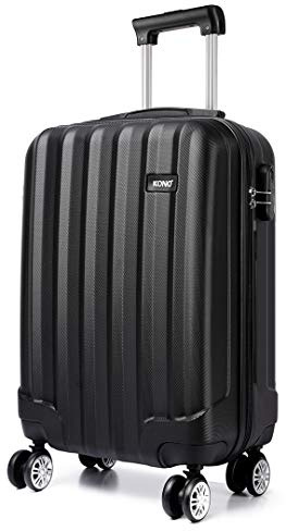 KONO Hartschale Trolley Koffer 4 Rollen Reisekoffer Gepäck (Schwarz, M)