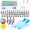 WisFox Kit 85 pièces de Douilles de glaçage et Accessoire de décoration avec 50 Douilles, 22 Poches à Douille, 5 moules à Cupcakes, 6 adaptateurs de Douille et 2 Clous à Fleur Silicone Rouge Standard