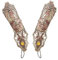 Juland Damen Steampunk Kostüm Lange Handschuhe Fingerlose Spitzenhandschuhe Gothic Blumenspitze Armband Ring Vintage Perlen Handgemachte Schnürschuhe Braut Armband Ring Set - 1 Paar - Bronzieren