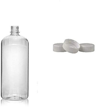 Clear PET Plastic Bottles with White Screw Caps Drinks Bottles Home Brew Beer 1000ML (50)