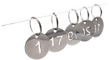 NanTun 30mm 304 Stainless Steel Key Tags with Ring 10 pcs, Hollowed Number ID Tags Key Chain, Numbered Key Rings - 1 to 10