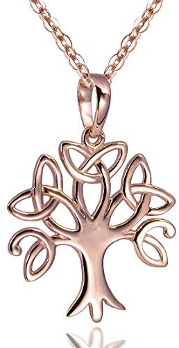 Materia Lebensbaum Kette Rosegold - Keltischer Anhänger Silber 925 Damen KA-303-K53-45 cm