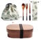 Wooden Lunch Box Japanese Bento Box Dinnerware Set with Bag & Spoon Fork Chopsticks Picnic Box for Students (JP7)