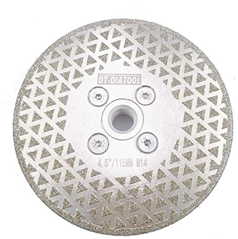 DT-DIATOOL Diamantscheibe 115 mm x M14 Doppelseitig Galvanisch Trennscheibe und Schleifscheibe für Harte Fliesen Keramik Feinsteinzeug Granit Marmor