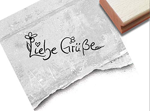 Stempel Liebe Grüße, in Handschrift - Textstempel Schriftstempel Karten Grußkarten Briefe Geschenkanhänger Geschenk Basteln Deko - zAcheR-fineT