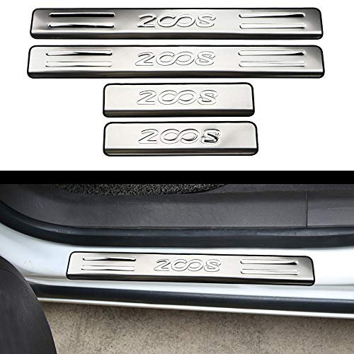 Door Sills Scuff Plate for Peugeot 2008 2013-2019, Stainless Car Door Sill Protector Welcome Pedal Plate Guards Car Styling Accessories, 4pcs