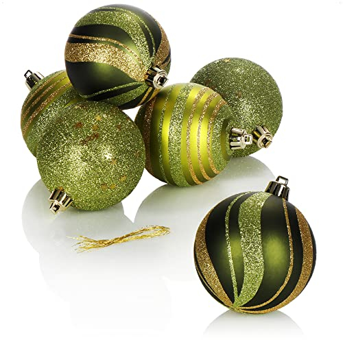 com-four® 6X Weihnachtskugel - Christbaumkugeln aus bruchsicherem Kunststoff für Weihnachten - Baumschmuck für den Christbaum - Christbaumschmuck Ø 8 cm (grün)