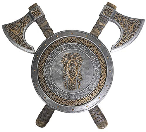 Pacific Giftware Nordic Mythology Viking Knotwork Berserker Axe and Shield Wall Plaque 21 Inches wide Valhalla Vengeance Gothic Wall Decor