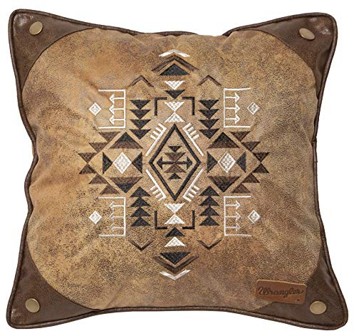 Carstens, Inc. Wrangler Dekokissen aus Kunstleder, 45,7 x 45,7 cm, Braun