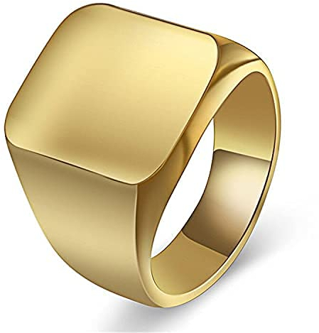 Yifnny Goldring, Siegelring Biker Ringe Goldring Herren Massiv Poliert Edelstahl Daumenring für Männer Glänzende Ziehfingerringe Größe 7-10 (Gold, 7)