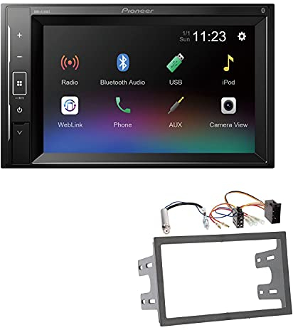 Pioneer DMH-A240BT 2-DIN Autoradio Bluetooth USB passend für Volkswagen VW Polo 9N bis 2009 schwarz mit Quadlock