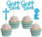 Gyufise 24Pcs Blue Glitter Boy God Bless and Baptism Cupcake Toppers Cross Babyshower Cupcake Picks Christian Party Decoration Supplies
