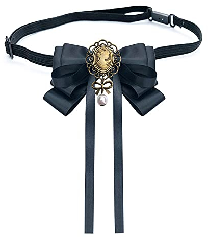 Elegtiskas Adjustable Pre-tied Bow Tie Ribbon Fabric Bowknot Necktie brooch Brooch Pin Collar for Women and Girls