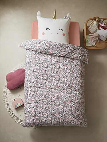 VERTBAUDET Kinder Bettwäsche-Set,Einhornland Oeko-Tex® violett/Mehrfarbig 140X150 - Kissen 63X63