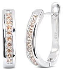 SCHEPPE SCHMUCK Damen Ohrring Ohrhänger Creole 925 Sterling Silber mit je 10 Cubic Zirkonia Steinen 1 Paar (champagner)