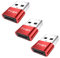 TYGA STORE USB Type C Female to USB Type A Male Adapter 2.0, Sync, Transfer, Charge, Plug & Play (3, Red)