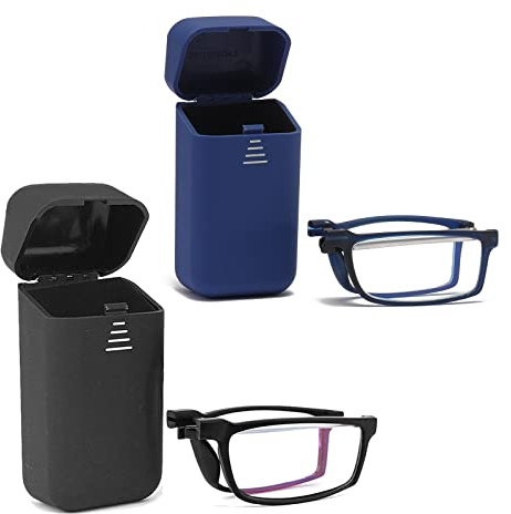 Viseng Faltbare Lesebrille herren damen anti-blaue Augenschutz Lesebrille Ultraleicht mit Hartschalen-Etui Leicht zu tragen+2.5(Kombination)