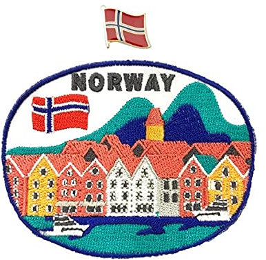 A-ONE Confezione da 2 spille da bavero con bandiera della Norvegia, toppa da viaggio, toppa decorativa da cucito o da stiro, confezione da 2 pezzi