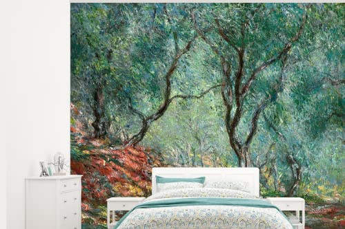 Selbstklebend Tapete Wandpapier Wandaufkleber Fototapete Tapeten Wanddeko 275x220 cm Olivenbäume im Garten von Moreno - Gemälde von Claude Monet