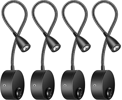 ledmo 4 Pack Leselampe Wandmontage LED Bett Leseleuchte 3W Bettleuchte Schwanenhals Lampe warmweiß Hell Nachtbeleuchtung wandleselampe für Schlafzimmer