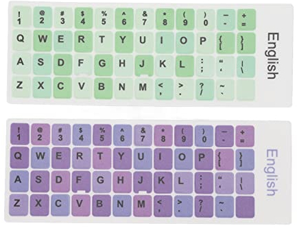 Tastatur-Aufkleber, 2 englische Tastatur-Aufkleber, bunte Computer-Tastatur-Aufkleber, Tastatur-Buchstaben-Aufkleber, staubdicht, wasserdicht, für PC-Computer-Laptop[B.], qwerty stickers keystick