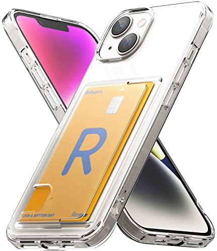 Ringke Fusion Card [Easy Card Removal] Compatible with iPhone 14 Phone Wallet Case, Slim Transparent Shockproof Protective Cover with Built-In Side Slot Holder - Clear