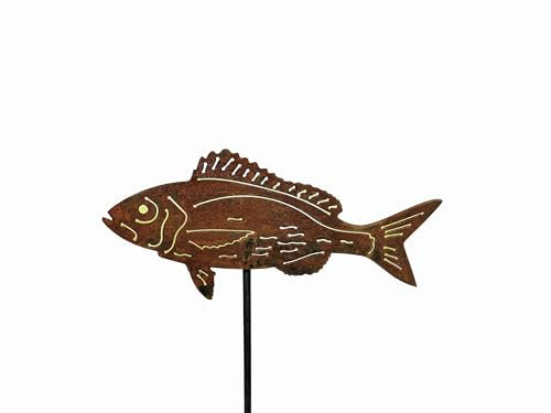 D&L Lasertec Edelrost Gartenstecker Fisch Rost, Gartendekoration mit Stab
