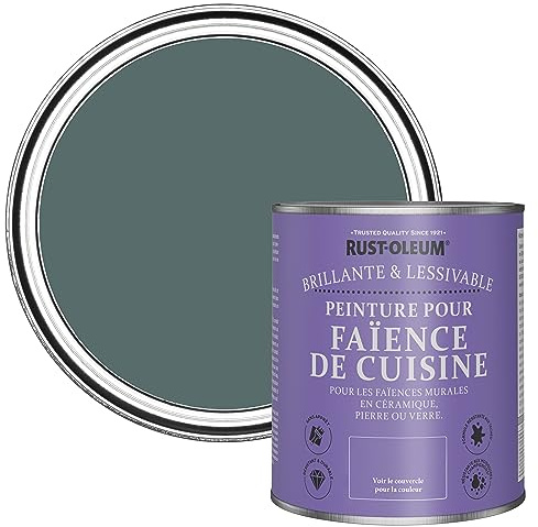 Rust-Oleum Green Water-Resistant Kitchen Tile Paint in Gloss Finish - Deep Sea 750ml