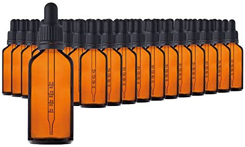 HandsUnity Bottiglia per pipetta 50ml-88pcs Piccola bottiglia di vetro - Set di spot per farmacista in vetro ambrato con tappo per pipetta nero inclusi accessori 5pcs Bottiglie di vetro marrone