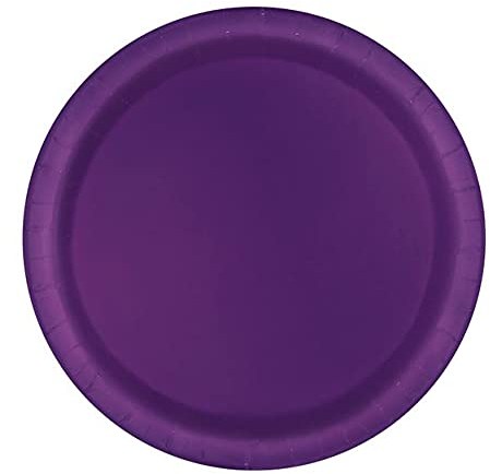 Unique- Platos de Papel Ecológicos-23 cm Morado Oscuro-16 Unidades (Paquete de 1), Color deep purple (33055EU)