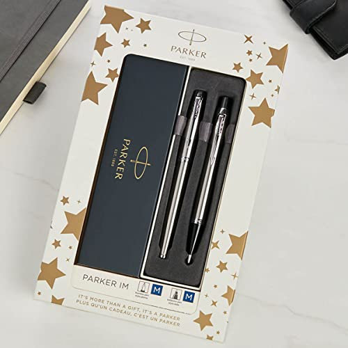 Parker Jotter Ballpoint & Fountain Pen Gift Set - Personalised Stainless Steel - Perfect for Executives