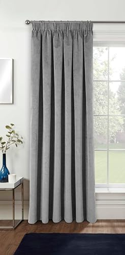 Enhanced Living Velvet Grey Thermal 100% Blackout Door Curtain Panel with Tape Top - 66 x 84 Inch (168 x 214cm) - Supersoft Energy Saving & Noise Reducing Curtain for Living Room & Bedroom.