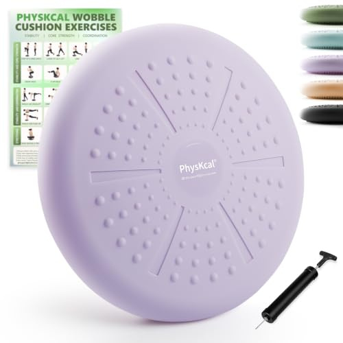 PhysKcal 33 cm Balance Kissen, Stabilitätskissen mit Pumpe, Lavender Purple