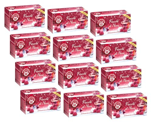 Pompadour® | Mix Frutta Aroma Meringa e Lamponi | Infuso Mela, Rosa Canina, Lamponi - 12 x 20 Filtri (540 Gr) | Tisana Fiocchi di Neve