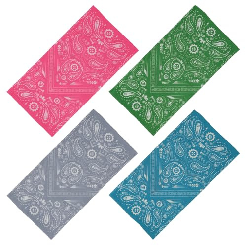 SMEHCF 4 Bandane Multiuso Donna Uomo Fascia capelli Passamontagna Capelli Sciarpa testa Mezza maschera Ghette collo Traspirante Lavabile Rosa Grigio Verde Blu Fiore di anacardi