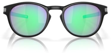 Oakley Sonnenbrille für Herren – OO9349 Latch Low-Bridge Fit Runde Sonnenbrille PRIZM Gläser, Mattschwarz/Prizm Golf, 53 mm